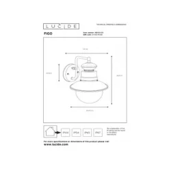 Lucide FIGO - Wandlamp Buiten - Ø 21,3 cm - 1xE27 - IP44 - Zwart Clearance
