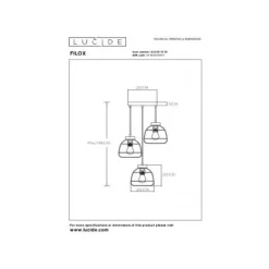 Lucide FILOX Hanglamp-Zwart-Ø44,5-3xE27-40W-Metaal Outlet