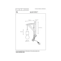 Lucide FIX WALL - Wandlamp - 1xE27 - Wit Hot