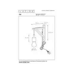 Lucide FIX WALL - Wandlamp - 1xE27 - Zwart Sale