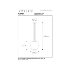 Lucide FLORIEN - Hanglamp - Ø 28 cm - 1xE27 - Fumé