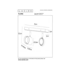 Lucide FLORIS - Plafondspot - Ø 10 cm - 2xGU10 - Zwart Hot