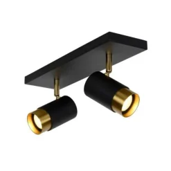 Lucide FLORIS - Plafondspot - Ø 10 cm - 2xGU10 - Zwart Hot