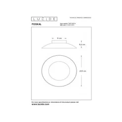 Lucide FOSKAL - Plafonnière - Ø 21,5 cm - LED - 1x6W 2700K - Wit Hot