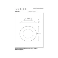Lucide FOSKAL - Plafonnière - Ø 34,5 cm - LED - 1x12W 2700K - Wit Best