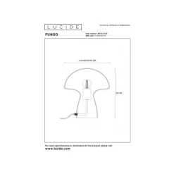 Lucide FUNGO Tafellamp-Fumé-1xE27-60W-Glas Clearance