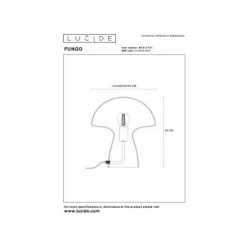 Lucide FUNGO Tafellamp-Opaal-1xE27-60W-Glas Discount