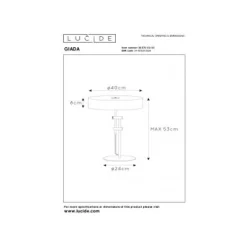 Lucide GIADA - Tafellamp - Ø 40 cm - 2xE27 - Mat Goud / Messing Discount