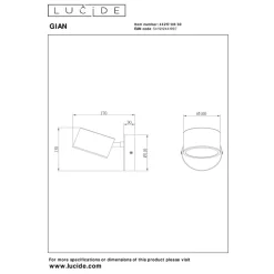 Lucide GIAN - Wandlamp - LED Dimb. - Zwart New