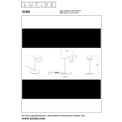 Lucide GIAN Tafellamp-Zwart-LED Dimb.-8W-2700K-12V-Metaal Best