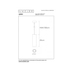 Lucide GIPSY - Hanglamp - Ø 7 cm - 1xGU10 - Wit Clearance