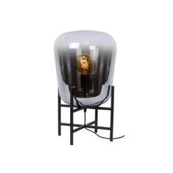 Lucide GLORIO Tafellamp-Zwart-Ø32-1xE27-60W-Glas Clearance