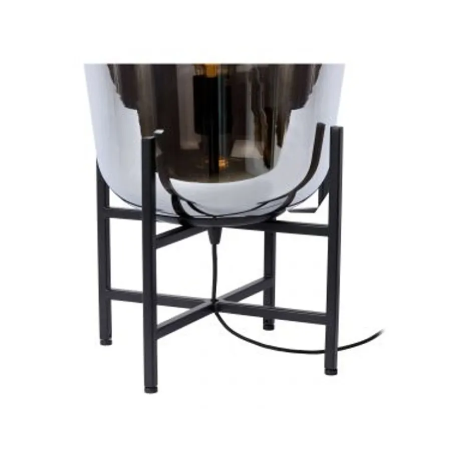 Lucide GLORIO Tafellamp-Zwart-Ø32-1xE27-60W-Glas Clearance