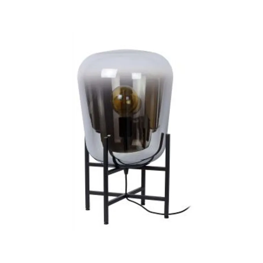 Lucide GLORIO Tafellamp-Zwart-Ø32-1xE27-60W-Glas Clearance