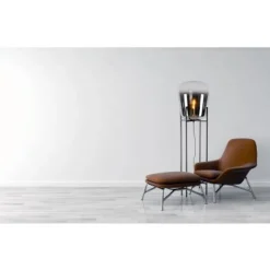 Lucide GLORIO Vloerlamp-Zwart-Ø45-1xE27-60W-Glas Outlet