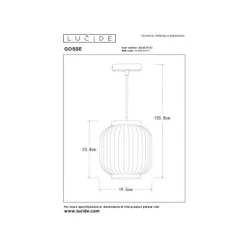 Lucide GOSSE - Hanglamp - Ø 19,5 cm - 1xE27 - Wit Best