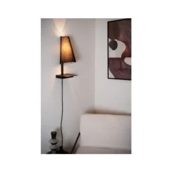 Lucide GREGORY Bedlamp-Zwart-1xE27-60W-Met USB oplaadpunt Discount