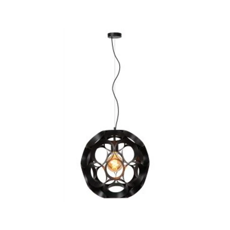 Lucide HANNELOR. Hanglamp-Zwart-Ø40-1xE27-40W-Metaal New