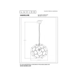 Lucide HANNELOR. Hanglamp-Zwart-Ø40-1xE27-40W-Metaal New