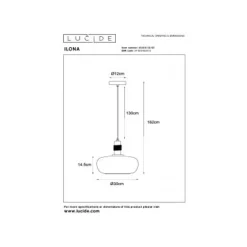 Lucide ILONA Hanglamp-Amber-Ø30-1xE27-40W-Glas Best