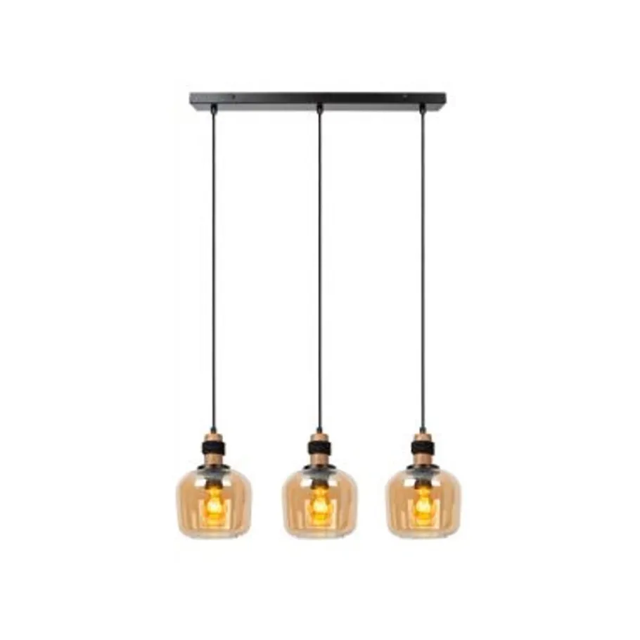 Lucide ILONA Hanglamp-Amber-3xE27-40W-Glas New