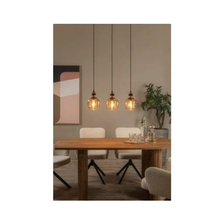 Lucide ILONA Hanglamp-Amber-3xE27-40W-Glas New
