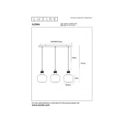 Lucide ILONA Hanglamp-Amber-3xE27-40W-Glas New