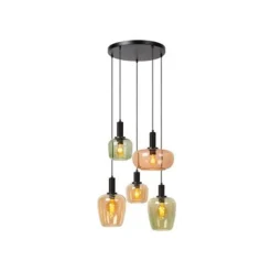 Lucide ILONA Hanglamp-Zwart-5xE27-40W-Glas Sale