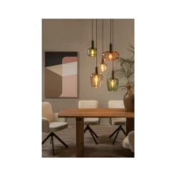 Lucide ILONA Hanglamp-Zwart-5xE27-40W-Glas Sale