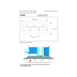 Lucide ISOBEL Plafonnière Badk.-Zwart-Ø38-3xG9-33W-IP44 Online