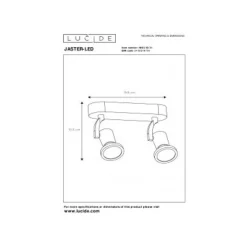 Lucide JASTER-LED - Plafondspot - LED - GU10 - 2x5W 2700K - Wit Hot