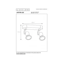 Lucide JASTER-LED - Plafondspot - LED - GU10 - 2x5W 2700K - Zwart New