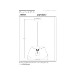 Lucide JESSICA Hanglamp-Grijs-1xE27-60W-Katoen Outlet
