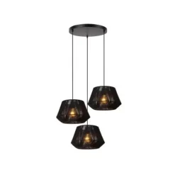 Lucide JESSICA Hanglamp-Zwart-Ø35,5-3xE27-60W-Katoen Sale