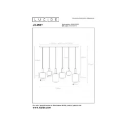 Lucide JOANET - Hanglamp - 6xE27 - Fumé New