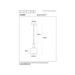 Lucide JOANET Hanglamp-Fumé-Ø16-1xE27-40W-Glas Outlet