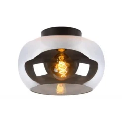 Lucide JUDI Plafonnier Ø30cm H22cm Zwart /smoke glas Discount