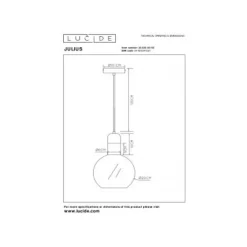 Lucide JULIUS Hanglamp 1x E27 Ø 20cm Smoke Glas Hot