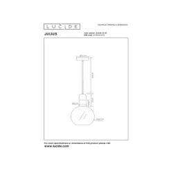 Lucide JULIUS Hanglamp 1x E27 Ø 40 cm Smoke Glas Clearance