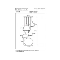 Lucide JULIUS Hanglamp-Opaal-5xE27-40W-Glas