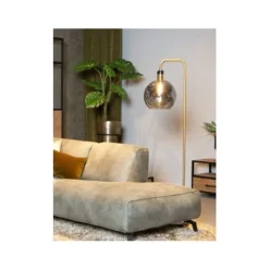 Lucide JULIUS Vloerlamp E27/25W Smoke glas/ Zwart Marmer Clearance
