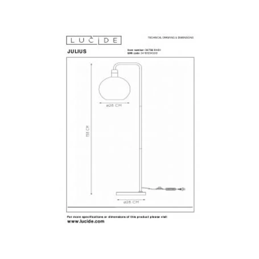 Lucide JULIUS Vloerlamp-Opaal-1xE27-25W-Glas Sale