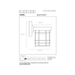 Lucide KEPPEL - Wandlamp Buiten - 1xE27 - IP23 - Zwart Outlet