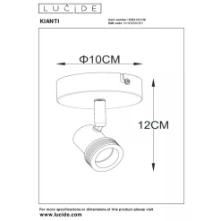 Lucide KIANTI - Wandspot / Wandlamp - Ø 10 cm - 1xGU10 - Zwart Discount