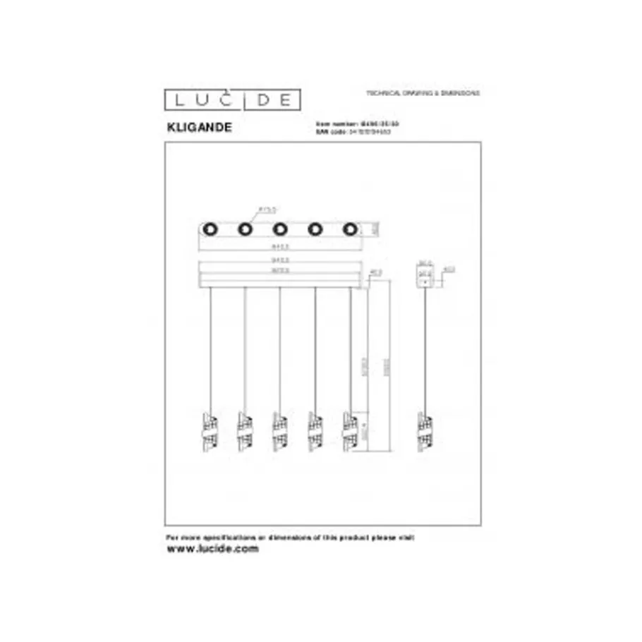 Lucide KLIGANDE Hanglamp-Zwart-LED Dimb.-7,8W-2700K Online