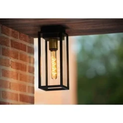 Lucide LAURENS Plafonnière Buiten-Zwart-1xE27-15W-IP54 Online