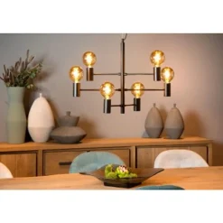 Lucide LEANNE - Hanglamp - 6xE27 - Zwart Outlet