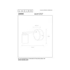Lucide LEANNE - Wandlamp - 1xE27 - Zwart Hot