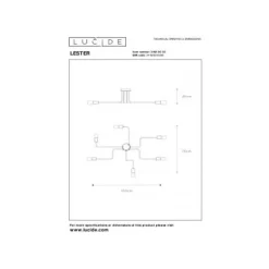Lucide LESTER Plafondlicht 6xE27 100/75/20cm Zwart New