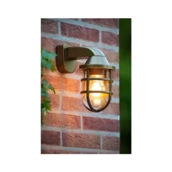 Lucide LEWIS - Wandlamp Buiten - 1xE27 - IP44 - Mat Goud / Messing New